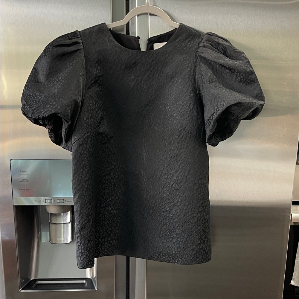 Pomander Place Elegant Black Textured Blouse